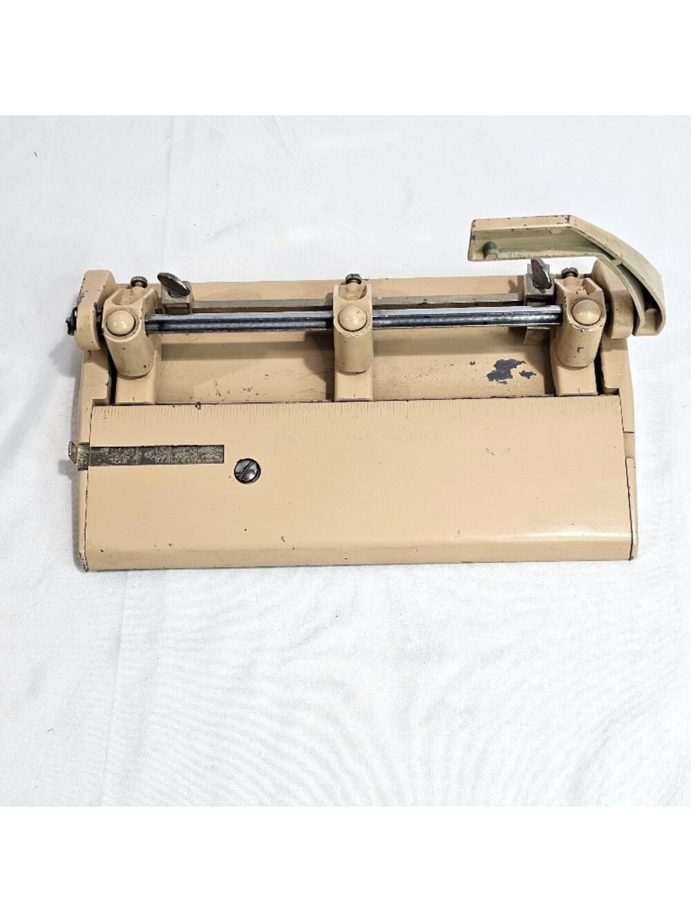 Vintage Foothill 300 Adjustable Hole Punch Beige Metal Office Tool
